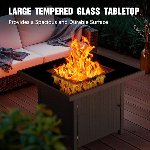 BALI OUTDOORS 50000 BTU Propane Fire Pit Table, 30 in Square Outdoor Firepit U6462