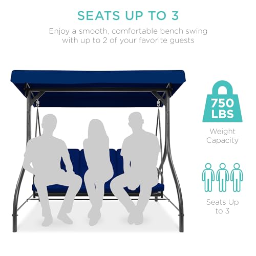 Best Choice Products 3-Seat Outdoor Canopy Swing Glider with Adjustable Shade, Midnight Green A10932