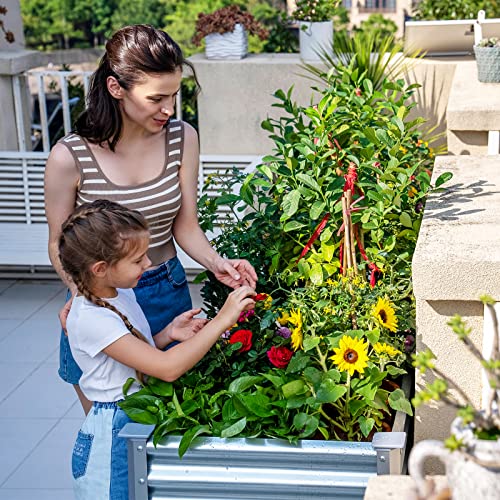 Land Guard Galvanized Raised Garden Bed with Legs, 48×24×32in Metal Elevated Planter Box Z11926