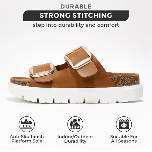 Project Cloud Genuine Leather Platform Wedge Sandals for Women with Memory Foam Insole A28730