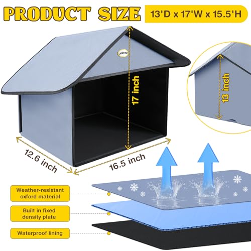 Dreyoo Outdoor Cat Feeding Station Weatherproof Shelter for Food & Water, Dusty Blue Y29685