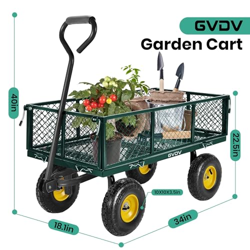 GVDV 660LB Folding Garden Wagon with Removable Sides and All-Terrain Wheels A23843