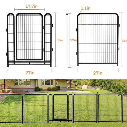 Tall Garden Fence 32in Dog Fence Outdoor for Yard, 12 Panels F8721