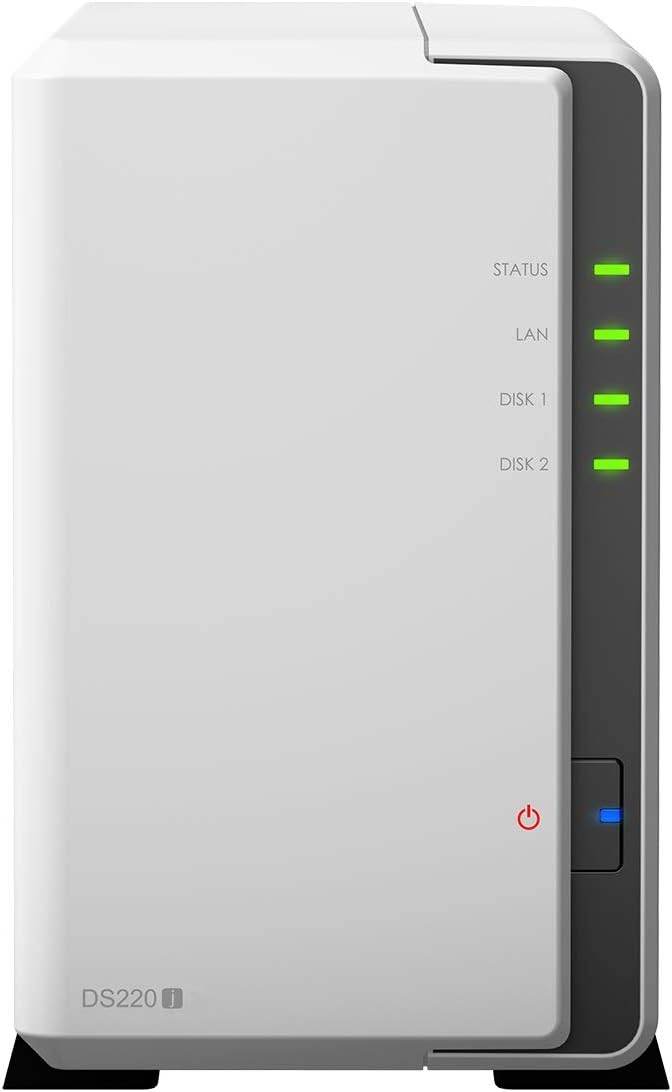 Synology 2 bay NAS DiskStation DS220j (Diskless), 2-bay; 512MB DDR4, White, Grey