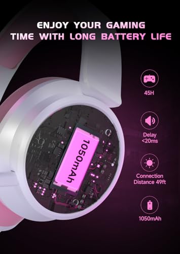 RYR Wireless Gaming Headset for Xbox, PS5, PS4, Bluetooth 5.3, Blackwhite W501869