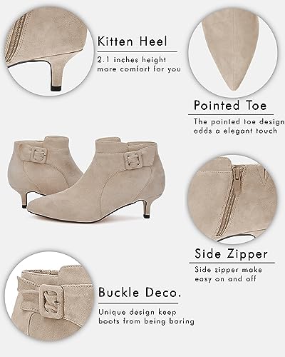 Juliet Holy Women's Pointed Toe Kitten Heel Ankle Boots J255963