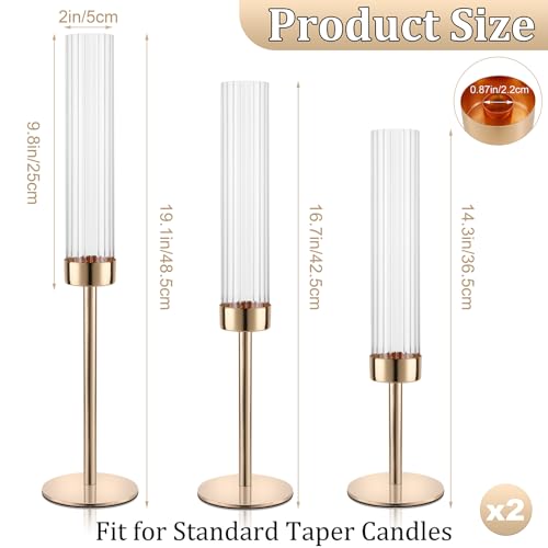 Black Hurricane Candle Holders Set of 6 Glass Taper Candlestick Holders G494