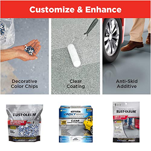Rust-Oleum EPOXYSHIELD Garage Floor Coating Kit, 1 Car, Gloss Gray W372848