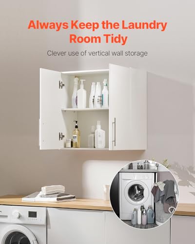 VEVOR 2-Tier Wall Mounted Laundry Cabinet with 2 Doors, White V508463