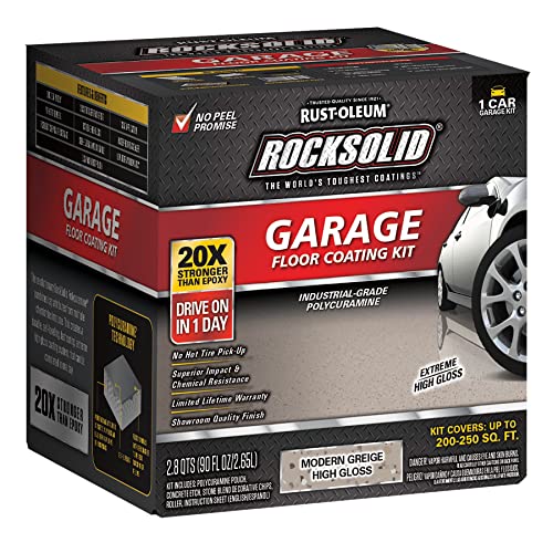Rust-Oleum RockSolid Polycuramine Garage Floor Coating, 2.5 Car Kit, High Gloss Gray F2688