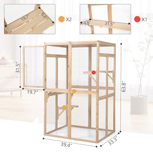 ISDAY Extra Large Wooden Outdoor Cat House with Waterproof Roof and 7 Platforms R874