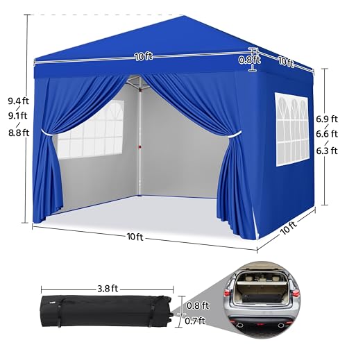 Yaheetech 10x10 Pop Up Canopy with 4 Removable Sidewalls, White F109731