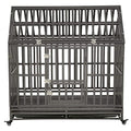 LUCKUP Heavy Duty Dog Cage Metal Kennel and Crate for Medium and Large Dogs, Pet Playpen with Four Wheels, Easy to Install, 48 inch, Black