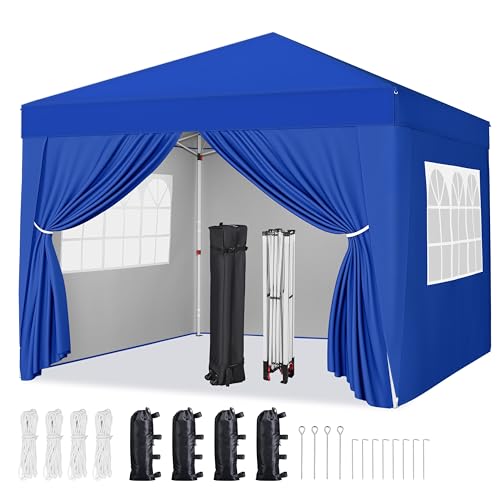 Yaheetech 10x10 Pop Up Canopy with 4 Removable Sidewalls, White F109731