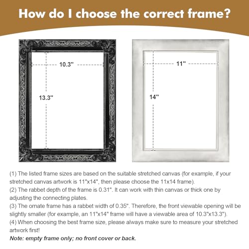 12x16 Wood Canvas Frame Gothic Ornate Black for Wall Art D3778