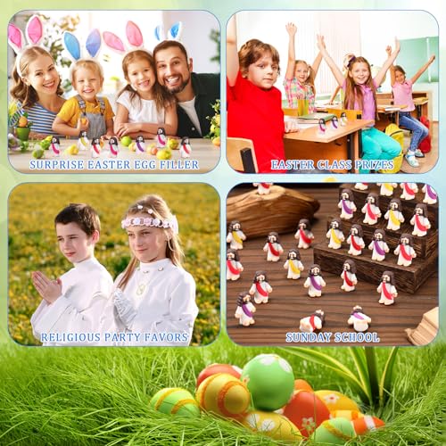 100 Pack Mini Jesus Figurines Bulk Religious Toys for Church Sunday School Craft Multicolor P7894