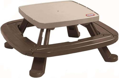 Little Tikes Fold 'n Store Picnic Table with Market Umbrella, Brown Y849260