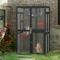 Wooden Catio Outdoor Cat Enclosure with Window Access (Black) D5959