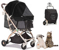 Pet Rover Lite Premium Light-Weight Dog/Cat/Pet Stroller Travel Carriage with Convertible Compartment/Aluminum Frame for Small & Medium Pets (Taupe 2nd-Gen.)