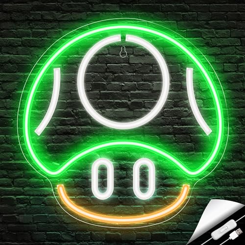 Kavaas Gaming Neon Sign Mushroom Wall Decor for Game Room, Red K6405