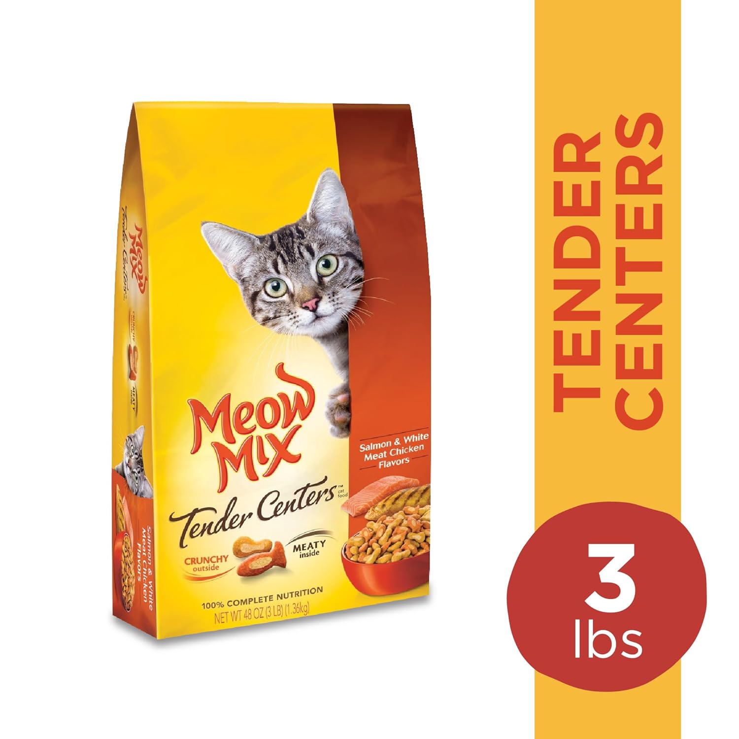Meow Mix Tender Centers Dry Cat Food, Salmon & Chicken, 3 lb M187