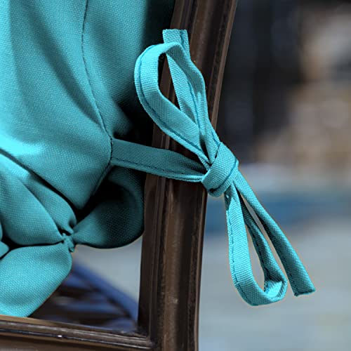 Arden Outdoor Dining Chair Cushion, 20 x 20, Rain-Proof, Peacock Blue Green Texture J4105