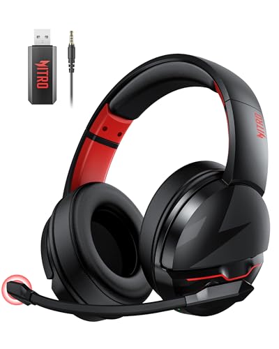 acer Wireless Gaming Headset, PS5 Headset with 2.4GHz for Ps5, Ps4, PC, Switch, Bluetooth 5.3 + 100Hrs Gaming Headphones with Noise Canceling Mic for Laptop, Mobile, Mac, 50mm Drivers (Black)