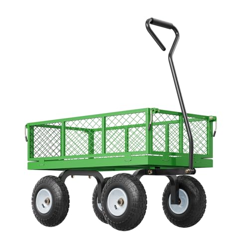 VEVOR 900 Lbs Heavy Duty Steel Garden Cart with 10" Tires and Removable Sides J262
