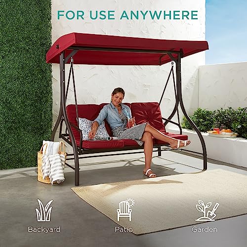 Best Choice Products 3-Seat Outdoor Canopy Swing Glider with Adjustable Shade, Midnight Green A10932