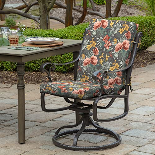 Arden Outdoor Dining Chair Cushion, 20 x 20, Rain-Proof, Peacock Blue Green Texture J4105