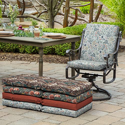 Arden Outdoor Dining Chair Cushion, 20 x 20, Rain-Proof, Peacock Blue Green Texture J4105