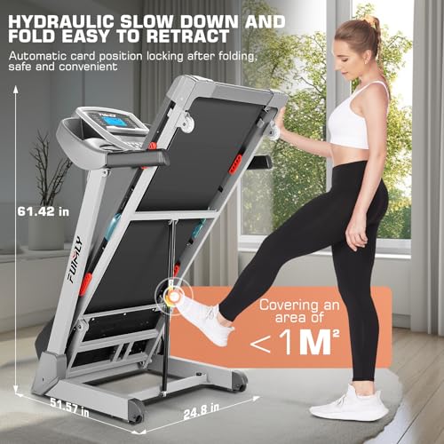 FUNMILY Foldable Treadmill with Auto Incline, 300 lbs Capacity J913908