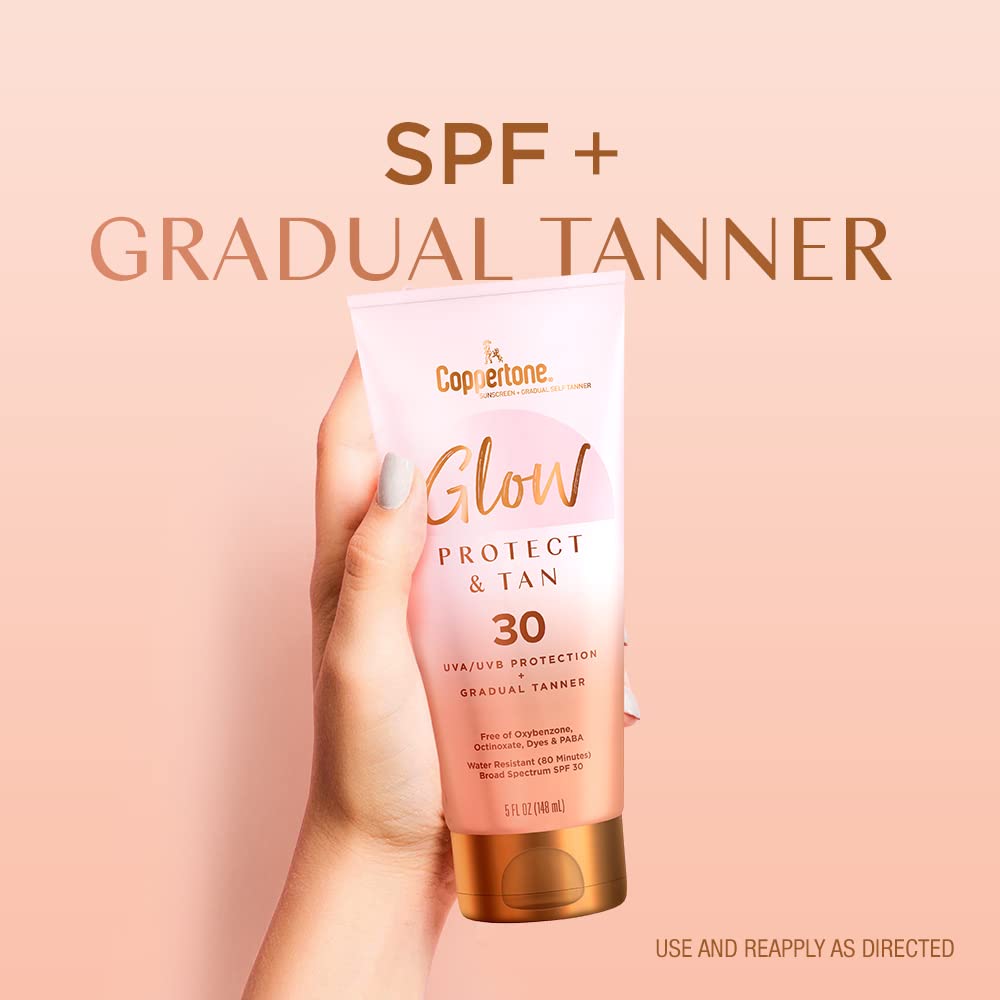 Coppertone Glow Protect and Tan Sunscreen Lotion SPF 30, 5 Fl Oz U7433