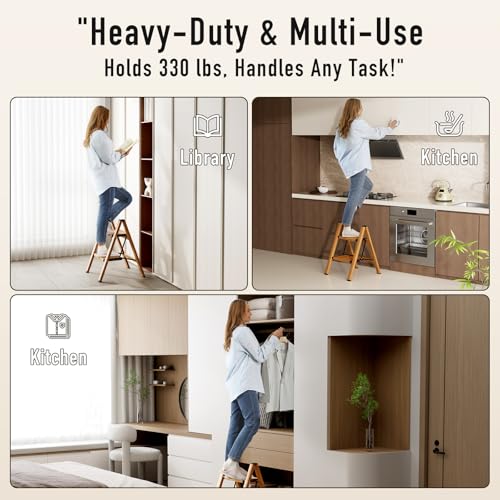 2 Step Lightweight Aluminum Folding Ladder with Anti-Slip Pedals, 330 lbs Capacity D5199