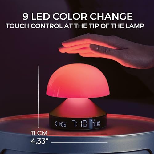 Lexon Mina Sunrise Alarm Clock, Wake Up Light & Sunset Lamp, Gun Metal N271479
