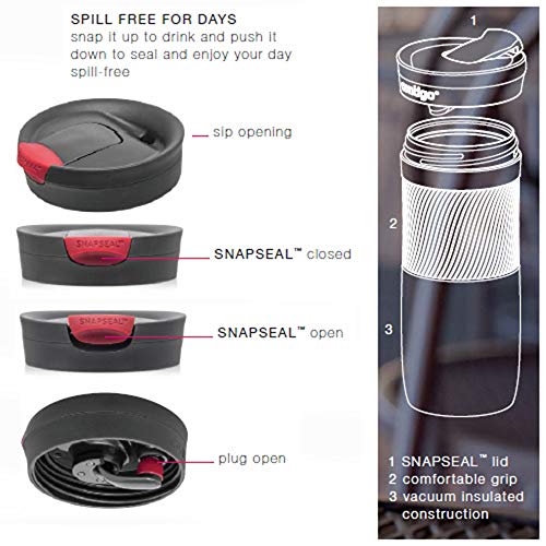 Contigo Byron Snapseal Travel Mug, Stainless Steel, 590ml, Black I34141