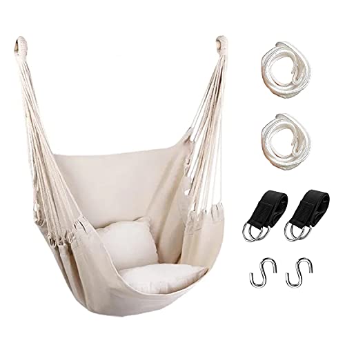 Hommtina Hammock Chair Hanging Rope Swing, Max 300 Lbs, Dark Gray W16807