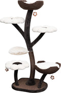 Catry Cat Tree - Woodowoodo - All-in-One Cat Tower with Cat Scratching Post, Cat Hammock, Hand Woven Paper Baskets, & Teasing Toy
