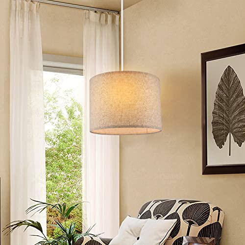 Beige Linen Drum Lamp Shades Set of 2 for Table, Floor & Pendant Lamps N3875