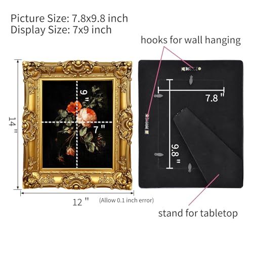 Vintage 8x10 Picture Frame Black Gothic Antique Tabletop Wall Hanging Q4235