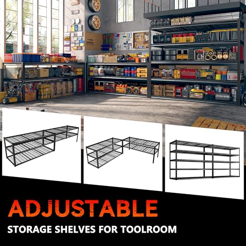 REIBII 60" W Garage Shelving Heavy Duty Metal Storage Shelves L4095