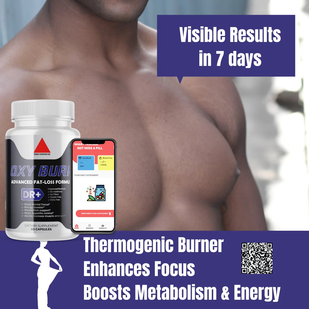 Belly Fat Burner Pills for Men, Weight Loss Supplement, 60 Capsules S958825