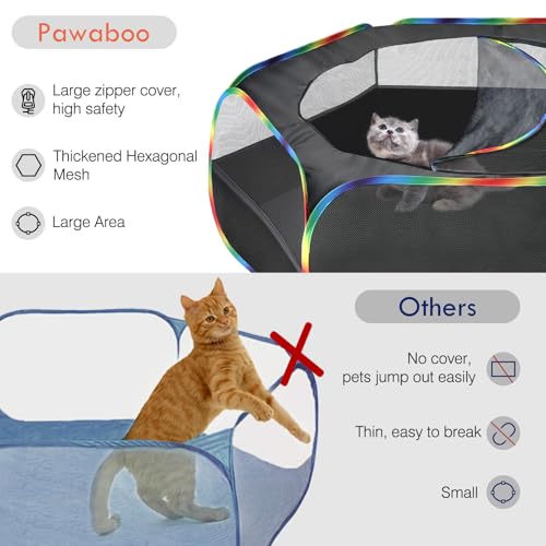 Pawaboo Small Animals Playpen, Waterproof Pet Cage Tent with Zippered Cover, Portable Outdoor Yard Fence, Green C9530