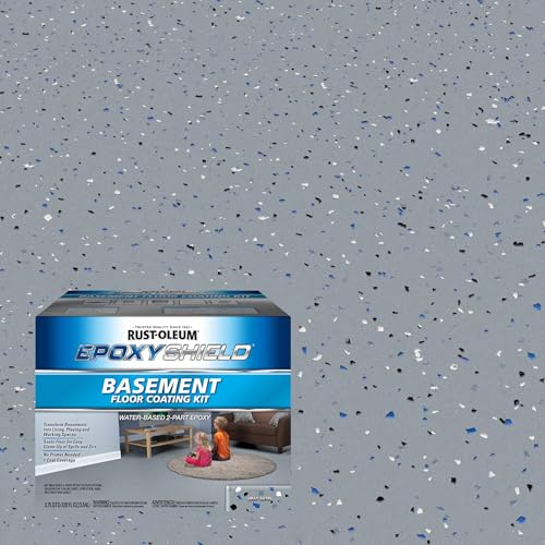 Rust-Oleum EpoxyShield Basement Floor Coating Kit, Gray Satin, Gallon T54001