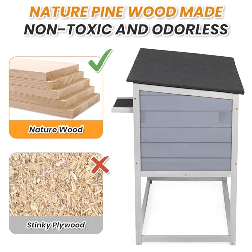 Raised Outdoor Cat House Weatherproof Insulated Shelter with Openable Top E5308