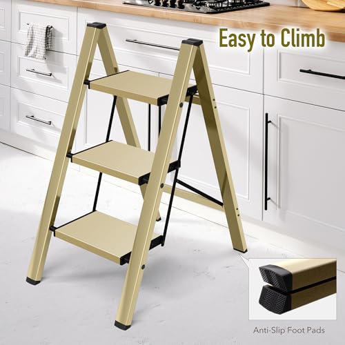 2 Step Lightweight Aluminum Folding Ladder with Anti-Slip Pedals, 330 lbs Capacity D5199