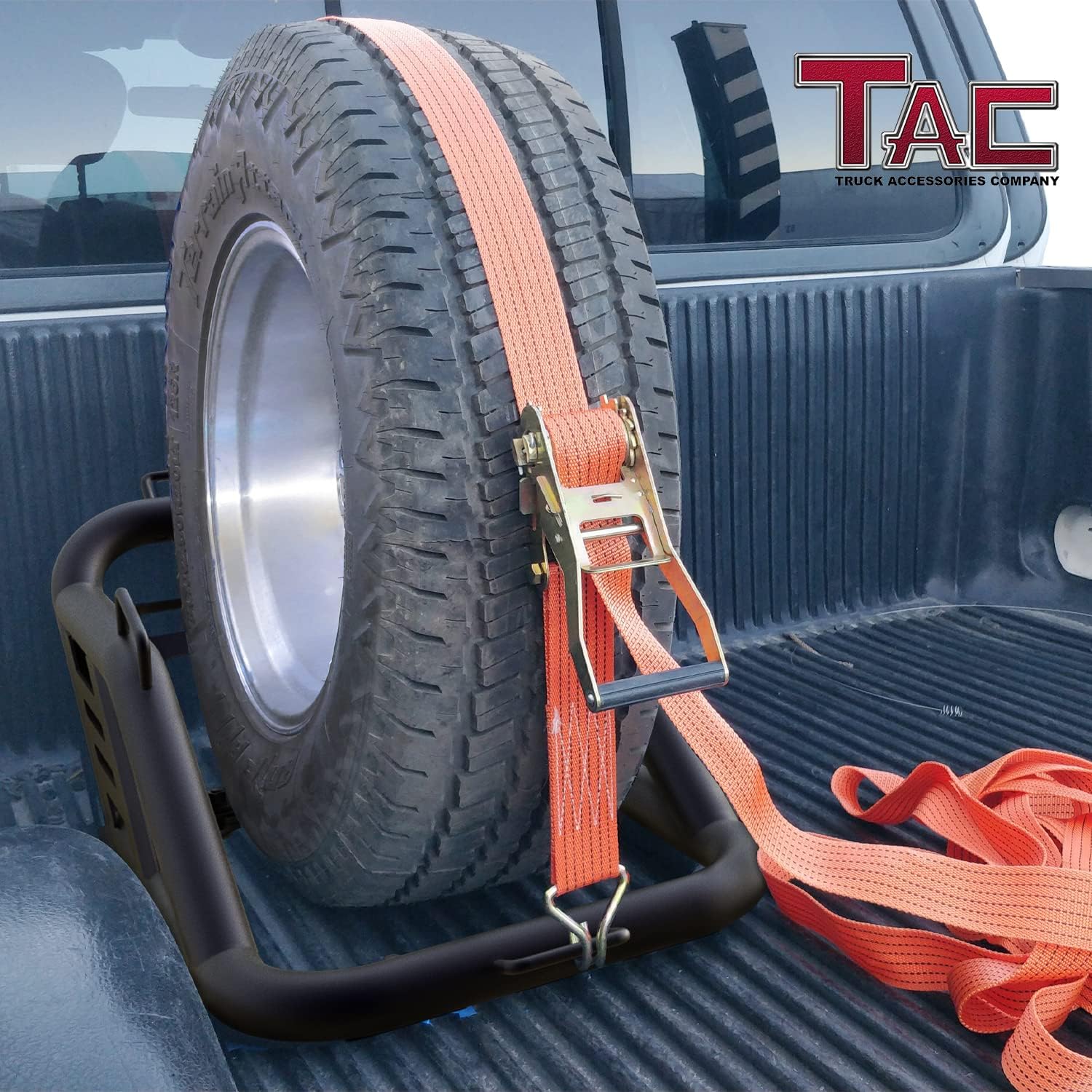 TAC Universal Spare Tire Carrier for 40 inch Truck Bed, Heavy Duty Black K191206