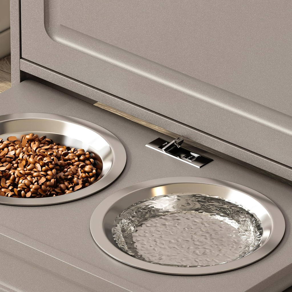 Roomfitters Modern Dog Feeder Station with 2 Raised Bowls, Dark Gray X7396