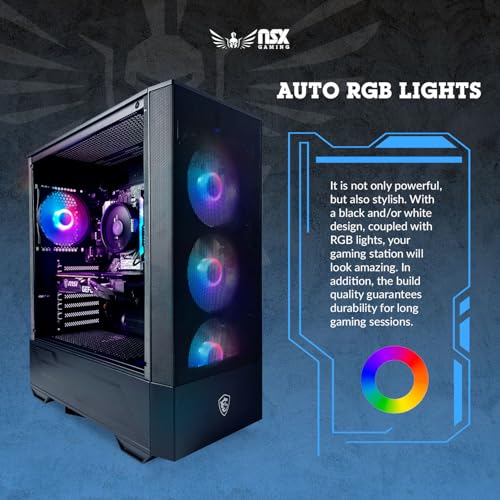 NSXGAMING Nova Desktop Gaming Computer, AMD Ryzen 5 5600G, 16GB DDR4, 512GB SSD N7906