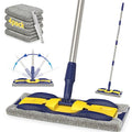 Microfiber Flat Mop Wood Floor Mops for Floor Cleaning - MEXERRIS Hardwood Floor Mop with 4X Mop Pads, Wet Dust Mop with Adjustable Handle Flat Mops for Commercial Home Use Hardwood Laminate Tiles